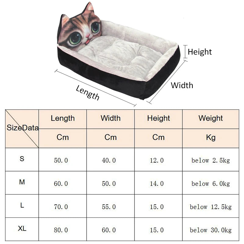 Winter Warm Pet Bed Sofa Washable Cartoon Pet Beds for Small Dogs & Cats