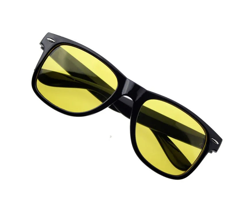 Unisex Square Yellow Lenses Night-Vision Glasses Driving Glasses Men Women Windproof