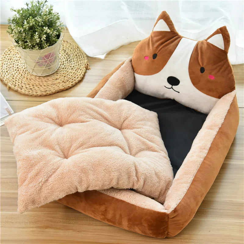Winter Warm Pet Bed Sofa Washable Cartoon Pet Beds for Small Dogs & Cats