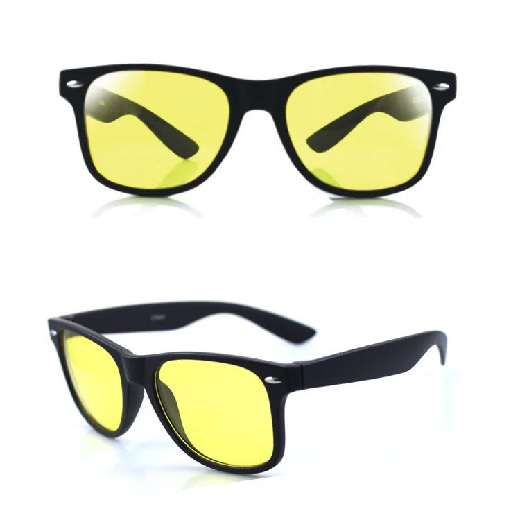 Unisex Square Yellow Lenses Night-Vision Glasses Driving Glasses Men Women Windproof