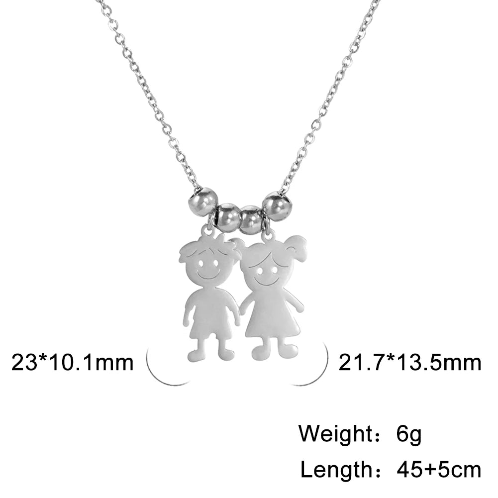 Girl Necklace Custom Chain Name Mother Father Day Kid Family Gift For Women Men Stainless Steel Pendant Jewelry