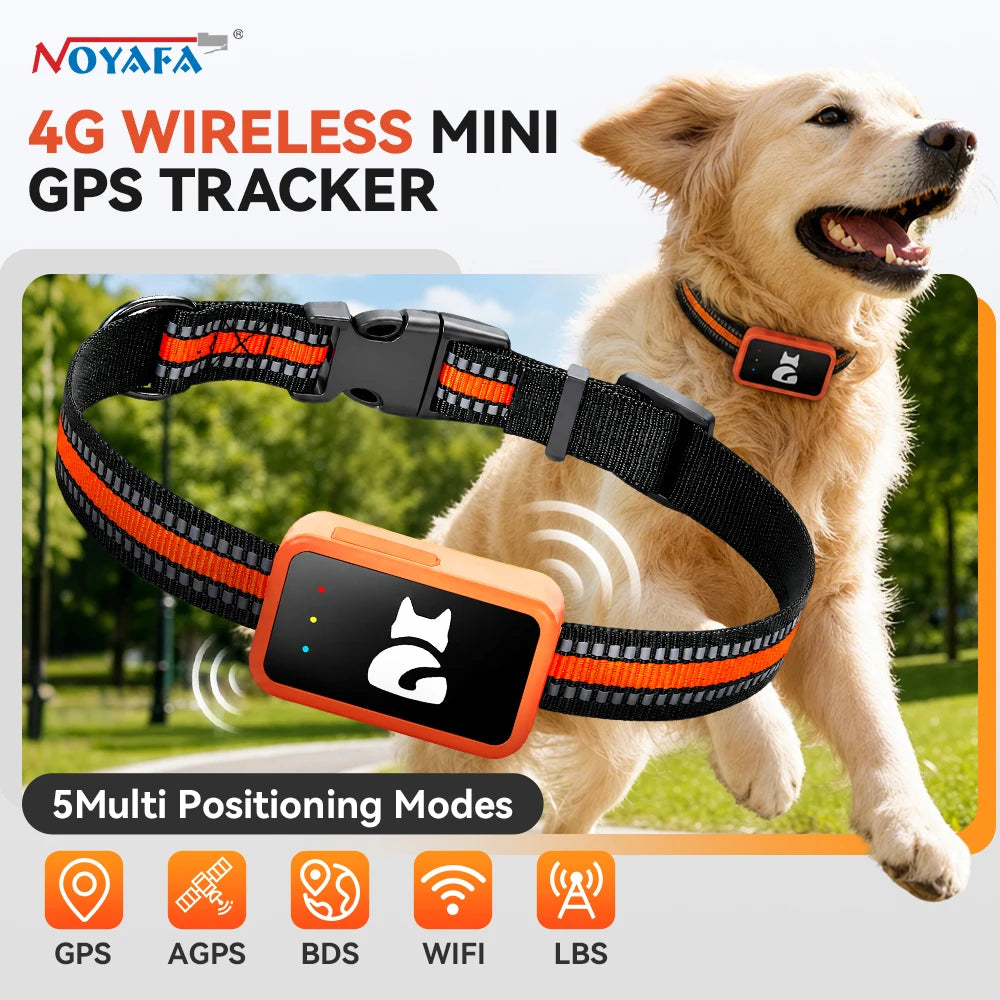 4G Pet GPS Tracker Collar Waterproof Locator with Health Monitor,Geo-Fence,Cold Resistant For iOS Android