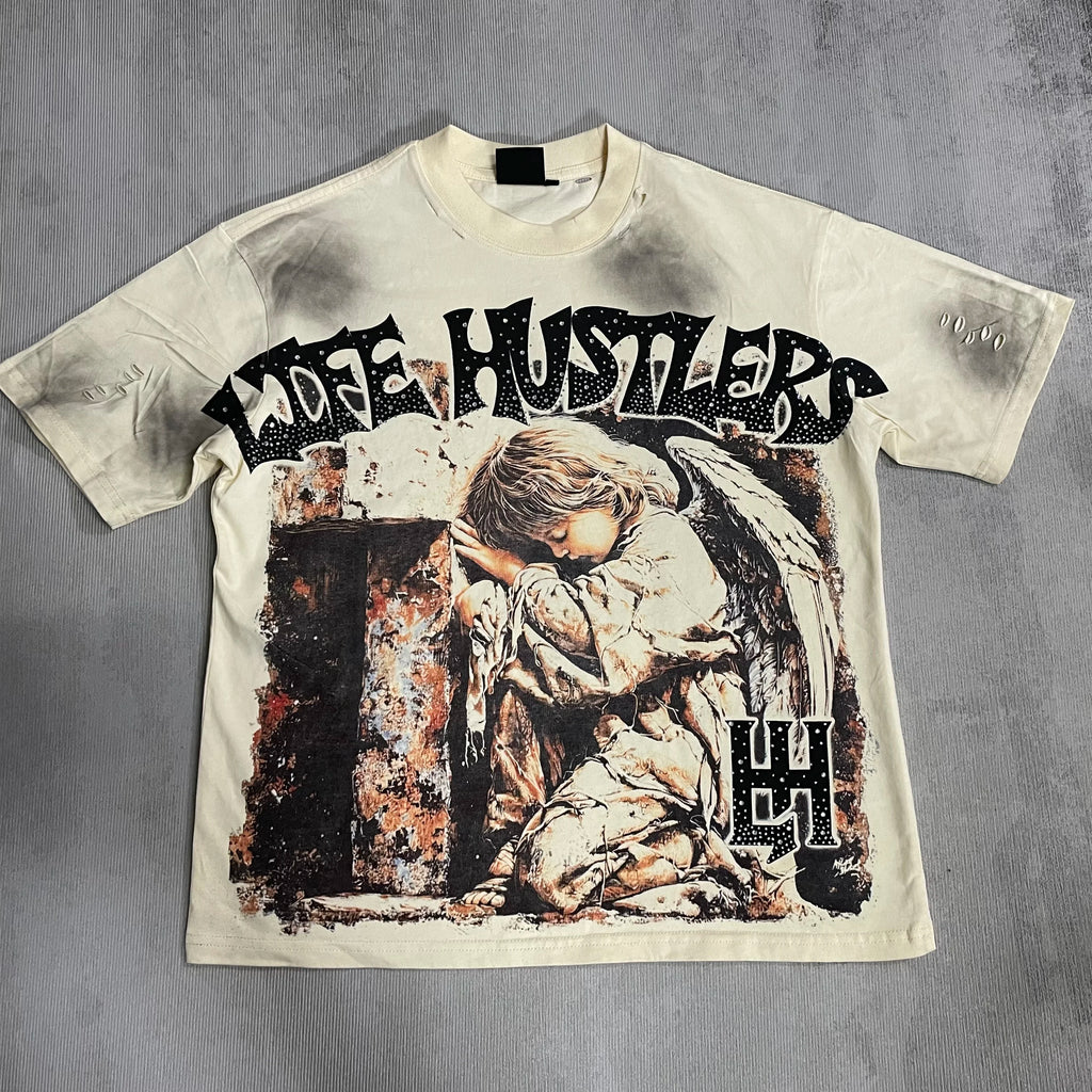 Men Women T-shirt Streetwear 100% Cotton Loose Round Neck Top Tees