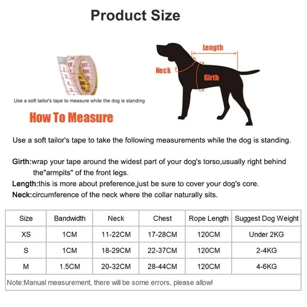 Outdoor Walking Animal  Accessories Adjustable Puppy Collars Cat Puppy Leash Set Dogs Leads Rope Pet Harness