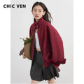 CHIC VEN Women Jackets Casual Reversible Stand Up Collar Workwear Female Coat Spring Autumn 2026 Woman Ourterwear