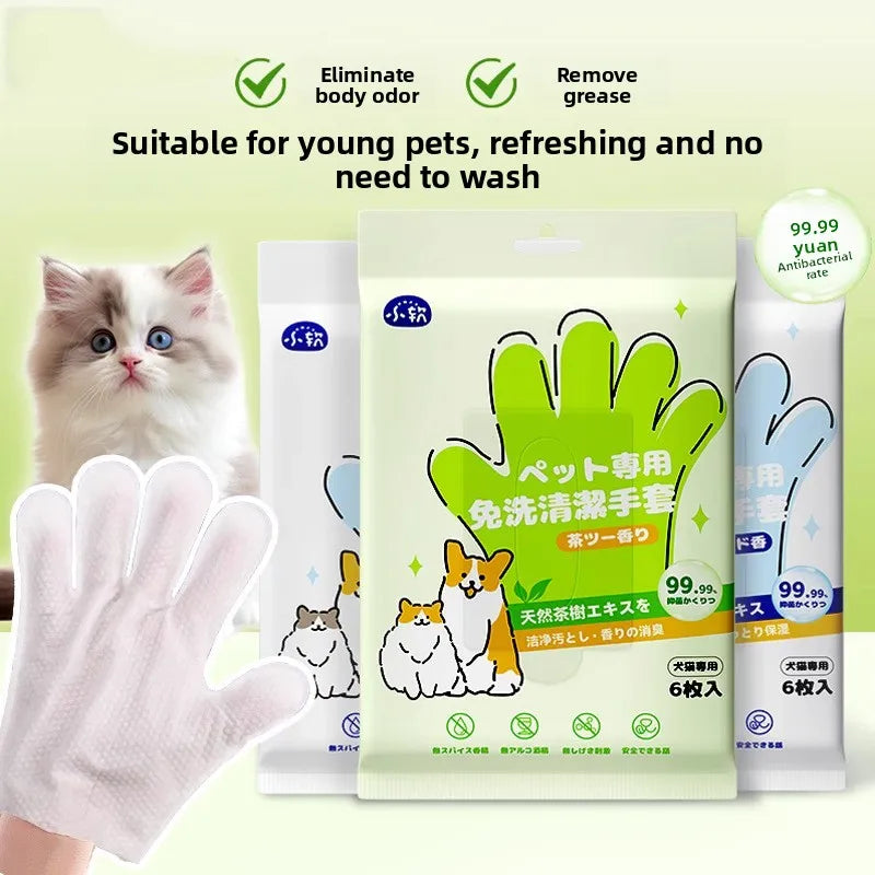 Pet wipes leave-in cleaning gloves