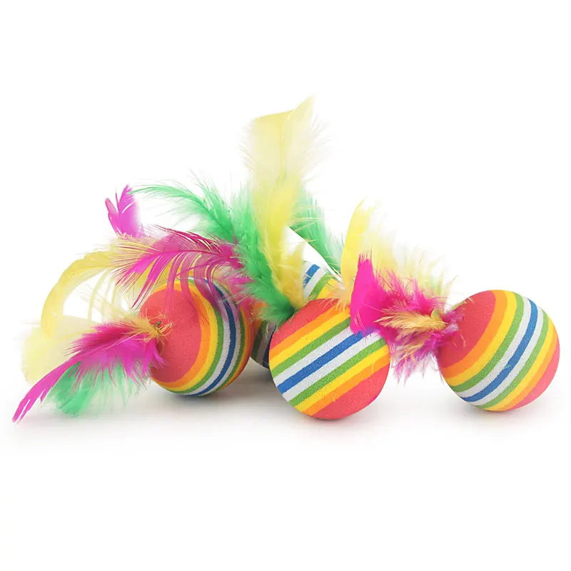 10PCS Rainbow Color Feather Ball