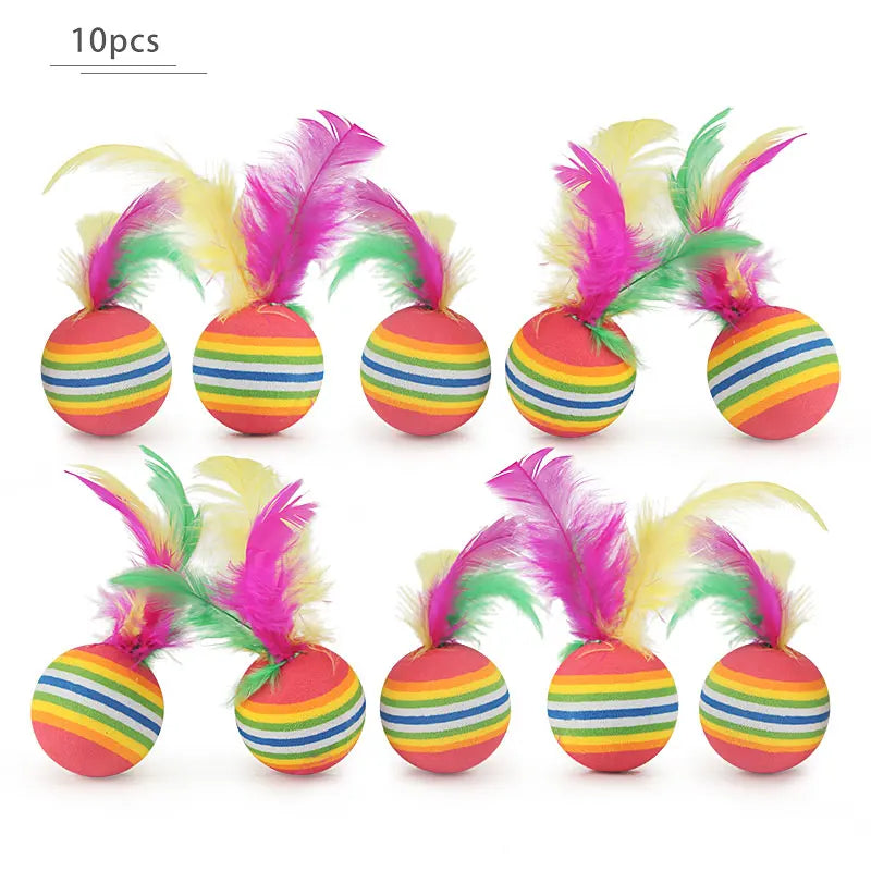 10PCS Rainbow Color Feather Ball