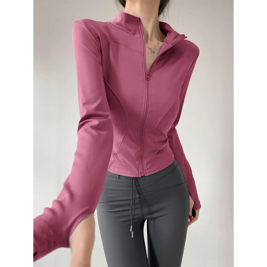 Quick Drying Sports Coat Women's Tight Top Yoga Jacket Long Sleeve Zipper Jacket Running Fitness Women's Jacket