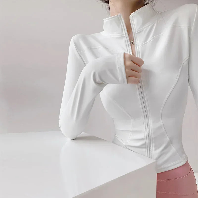 Quick Drying Sports Coat Women's Tight Top Yoga Jacket Long Sleeve Zipper Jacket Running Fitness Women's Jacket