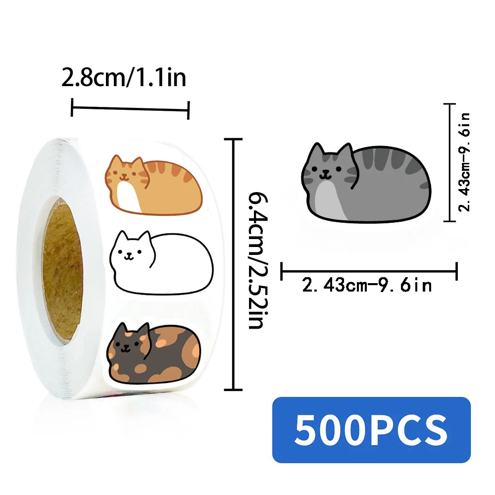500PCS Kawaii Cartoon Cat Waterproof Sticker