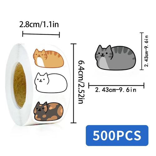 500PCS Kawaii Cartoon Cat Waterproof Sticker