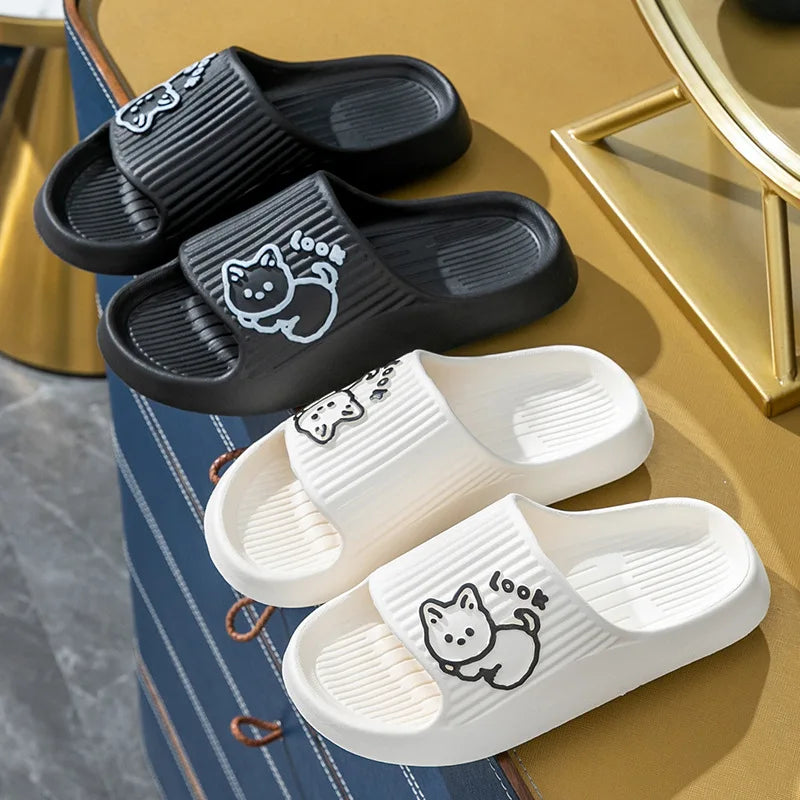 Summer Slippers Bathroom Platform Non-Slip Home Bear Cartoon Flip Flops Beach Women Slipper Sandals Slides Indoor Outdoor