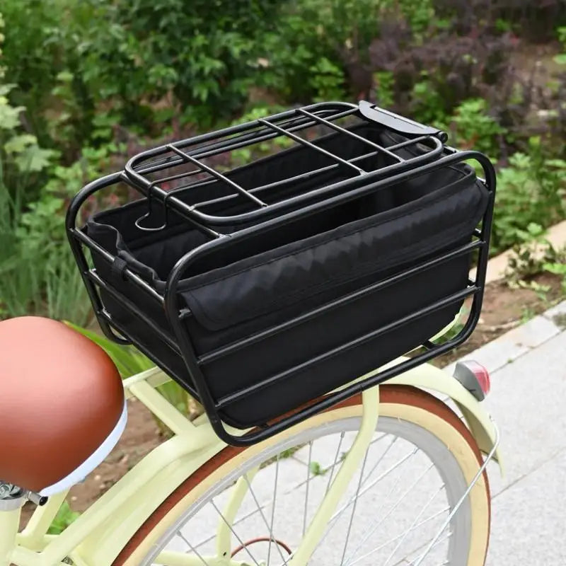2-in-1 Dog Bike Basket for Rear Rack Portable Pet Carrier Cargo Basket Fits Most Bikes for Small Medium Dogs