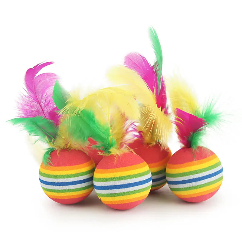 10PCS Rainbow Color Feather Ball