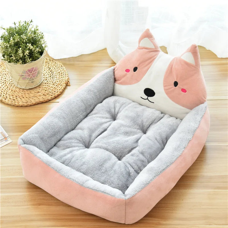Winter Warm Pet Bed Sofa Washable Cartoon Pet Beds for Small Dogs & Cats
