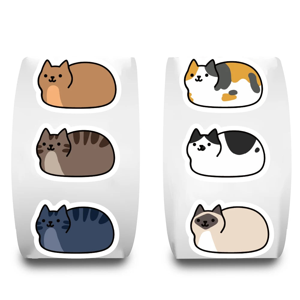 500PCS Kawaii Cartoon Cat Waterproof Sticker