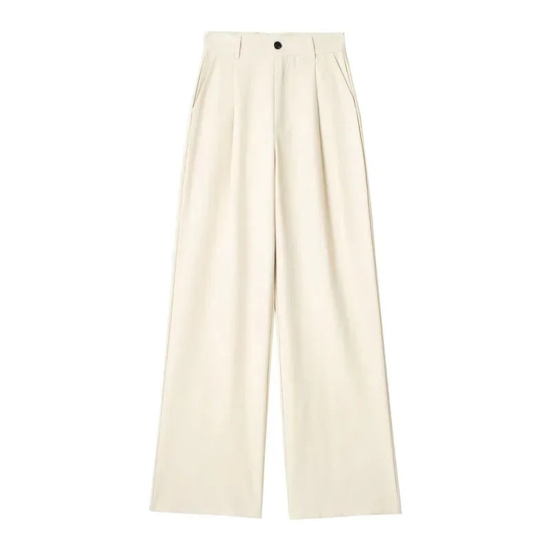 Women's Formal Pants Office Wear Women Striped Grey Black Pants Woman High Waist Baggy Suit Pants Casual