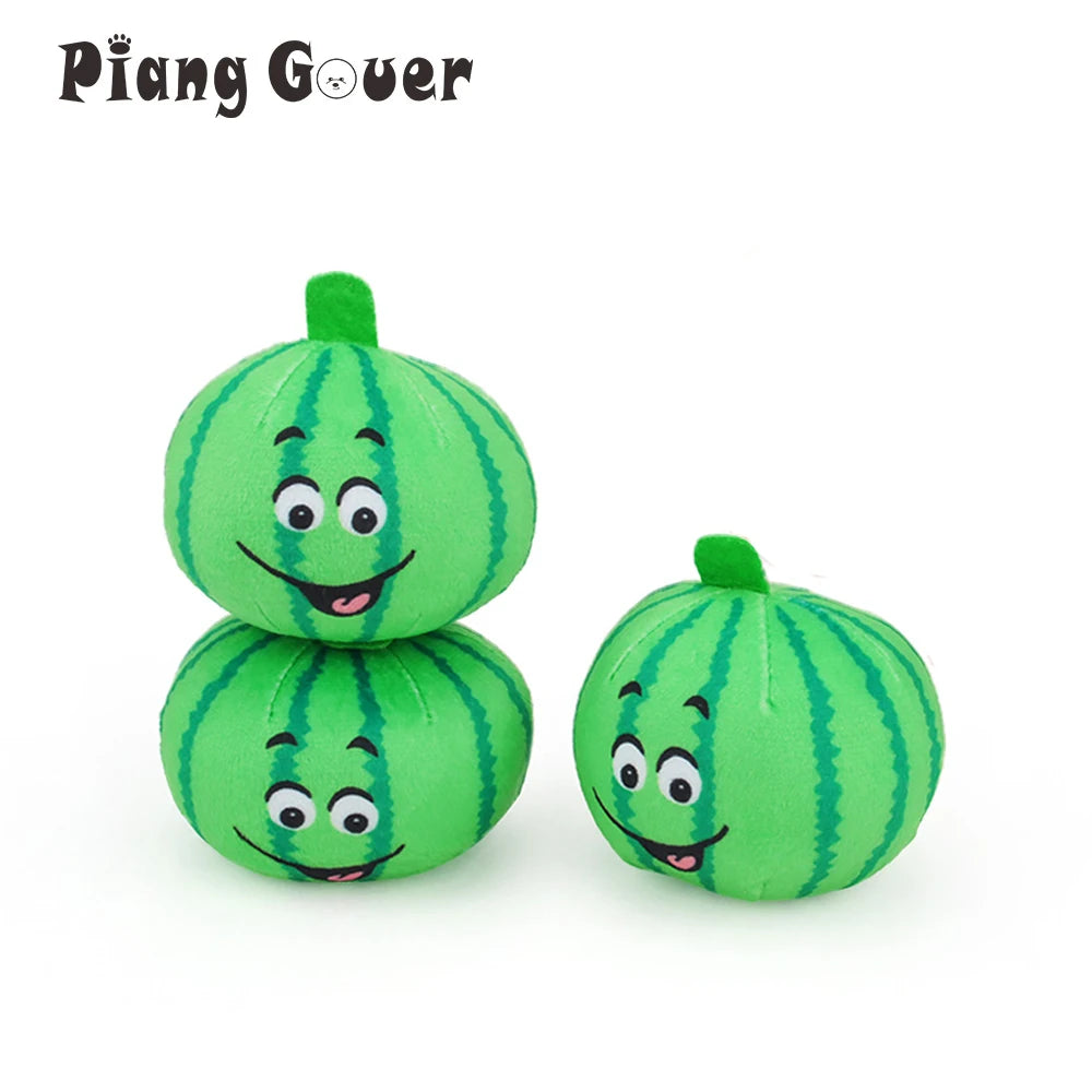 3pcs Small Dog Squeaker Toy Puppy Squeaky Plush Ball Watermelon