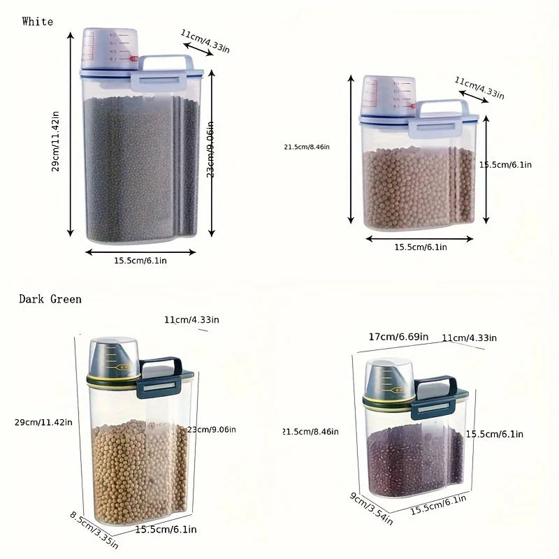 Pet Food Storage Container with Measuring Cup Handle Airtight & Waterproof