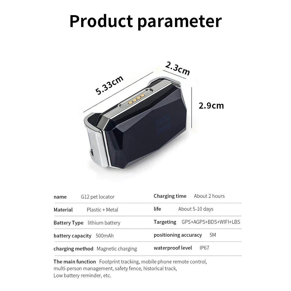 G12 GPS Tracking Locator Wearable Smart Pet Detection Tracker