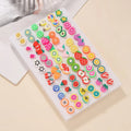 Trendy 36Pairs/lot Women Fruit Animal Stud Earrings Set New Fashion Resin Colorful Multi-style Party Birthday Gifts