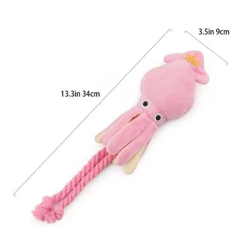 Sound-emitting cotton rope octopus; durable chew toys for cleaning teeth