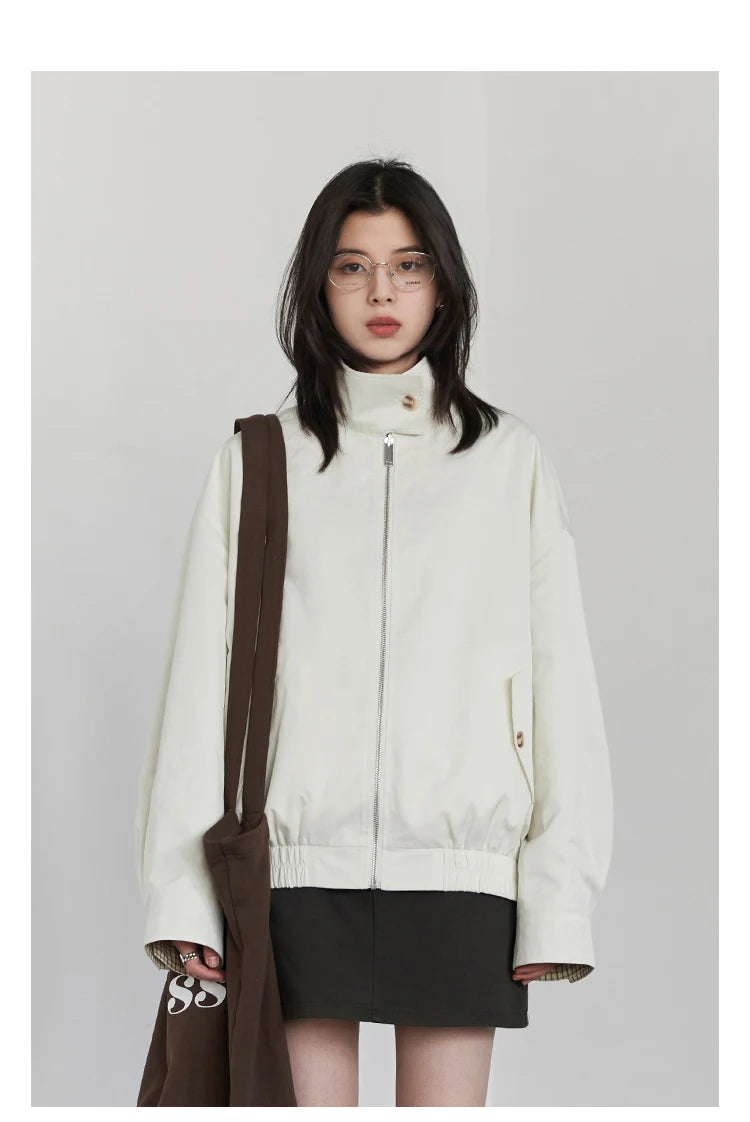 CHIC VEN Women Jackets Casual Reversible Stand Up Collar Workwear Female Coat Spring Autumn 2026 Woman Ourterwear