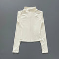 Women's Workout Jacket Stretch Fitted Zip Front Long Sleeve Running Yoga Slimming Waist-Cinching Stand Collar Quick-Dry Sportswe