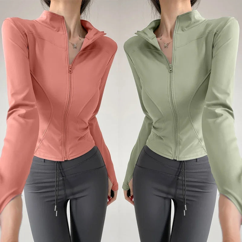 Quick Drying Sports Coat Women's Tight Top Yoga Jacket Long Sleeve Zipper Jacket Running Fitness Women's Jacket