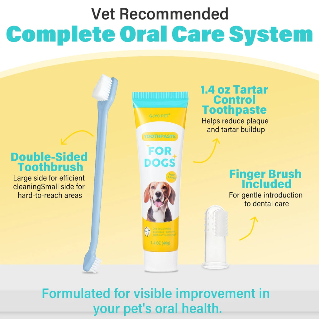 Dental Care Kit Milk Toothpaste Toothbrush Deep Clean Freshens Breath Reduces Plaque Tartar Oral Care For All Breeds