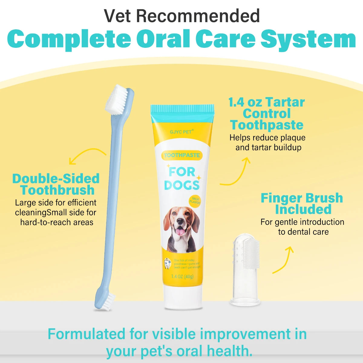 Dental Care Kit Milk Toothpaste Toothbrush Deep Clean Freshens Breath Reduces Plaque Tartar Oral Care For All Breeds