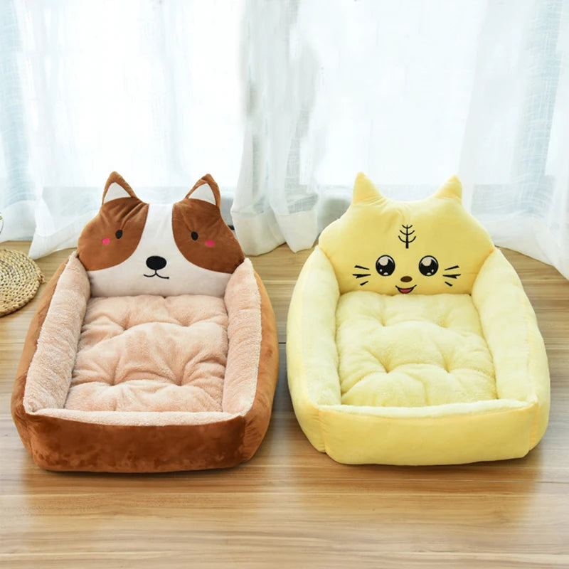 Winter Warm Pet Bed Sofa Washable Cartoon Pet Beds for Small Dogs & Cats