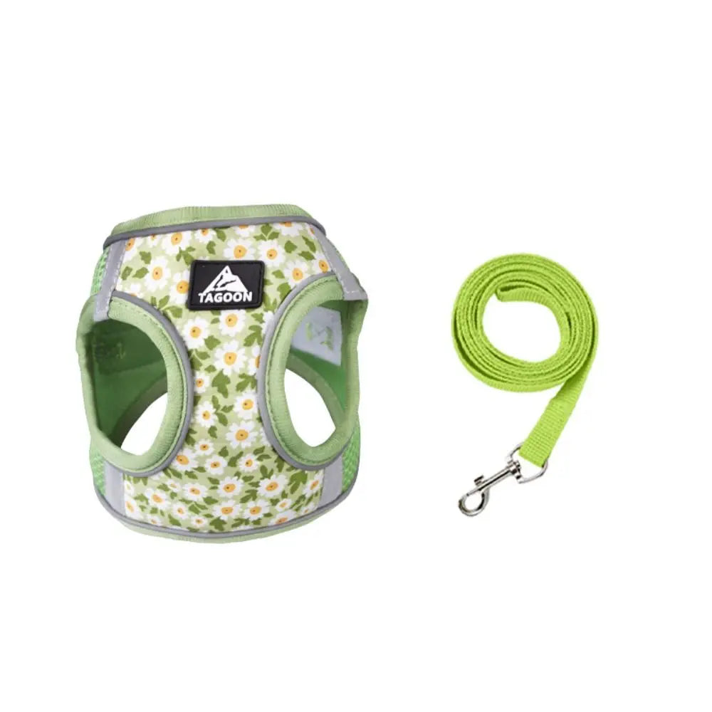 Floral Pet Harness Reflective Anti Escape