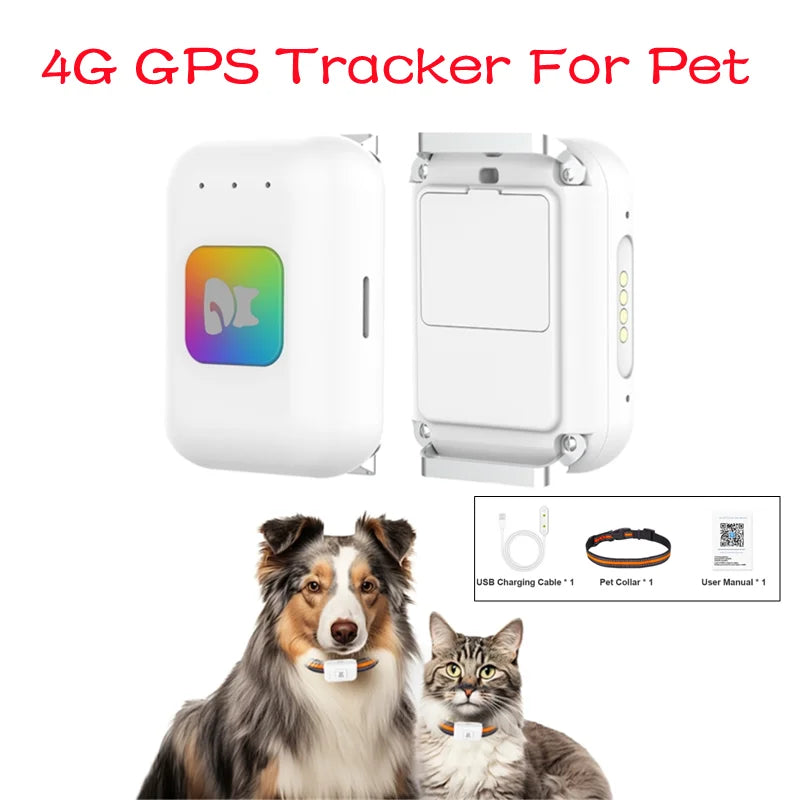 GPS Pet Tracker with Colorful LED Flash 4G Smart/Pet Collar IP67 Waterproof Pedometer/Pet Calorie Health Data Tracker