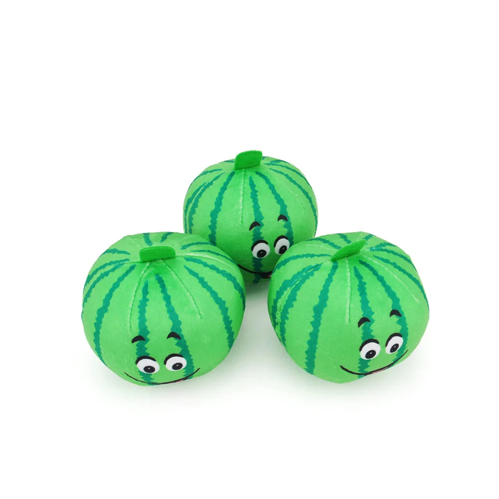 3pcs Small Dog Squeaker Toy Puppy Squeaky Plush Ball Watermelon