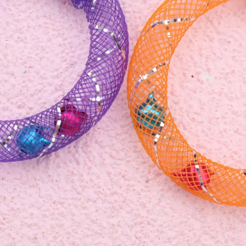 5pcs Donut Bell Sounds Cat Toy Interactive Grid Tube