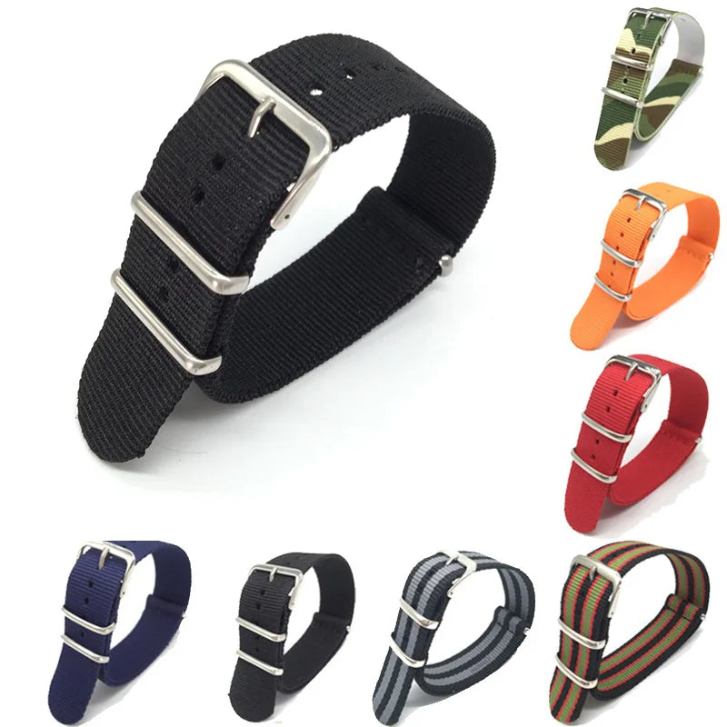 Sport Nylon Band for Women&Men Watch Strap 18mm 20mm 22mm Army Sport Strap Fabric Nylon