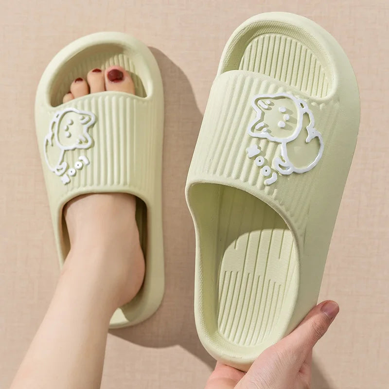 Summer Slippers Bathroom Platform Non-Slip Home Bear Cartoon Flip Flops Beach Women Slipper Sandals Slides Indoor Outdoor