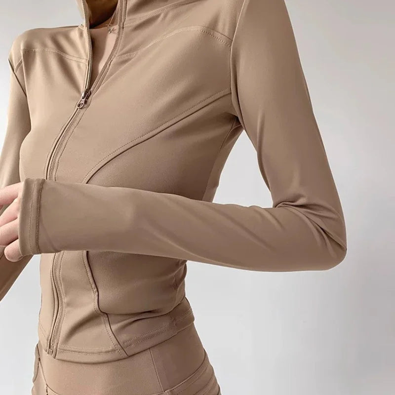 Quick Drying Sports Coat Women's Tight Top Yoga Jacket Long Sleeve Zipper Jacket Running Fitness Women's Jacket