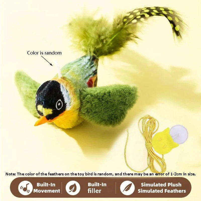 Emulates the Bird Sound to Amuse the Cat Elastic Rope to Relieve Boredom and Resist Scratching and Biting