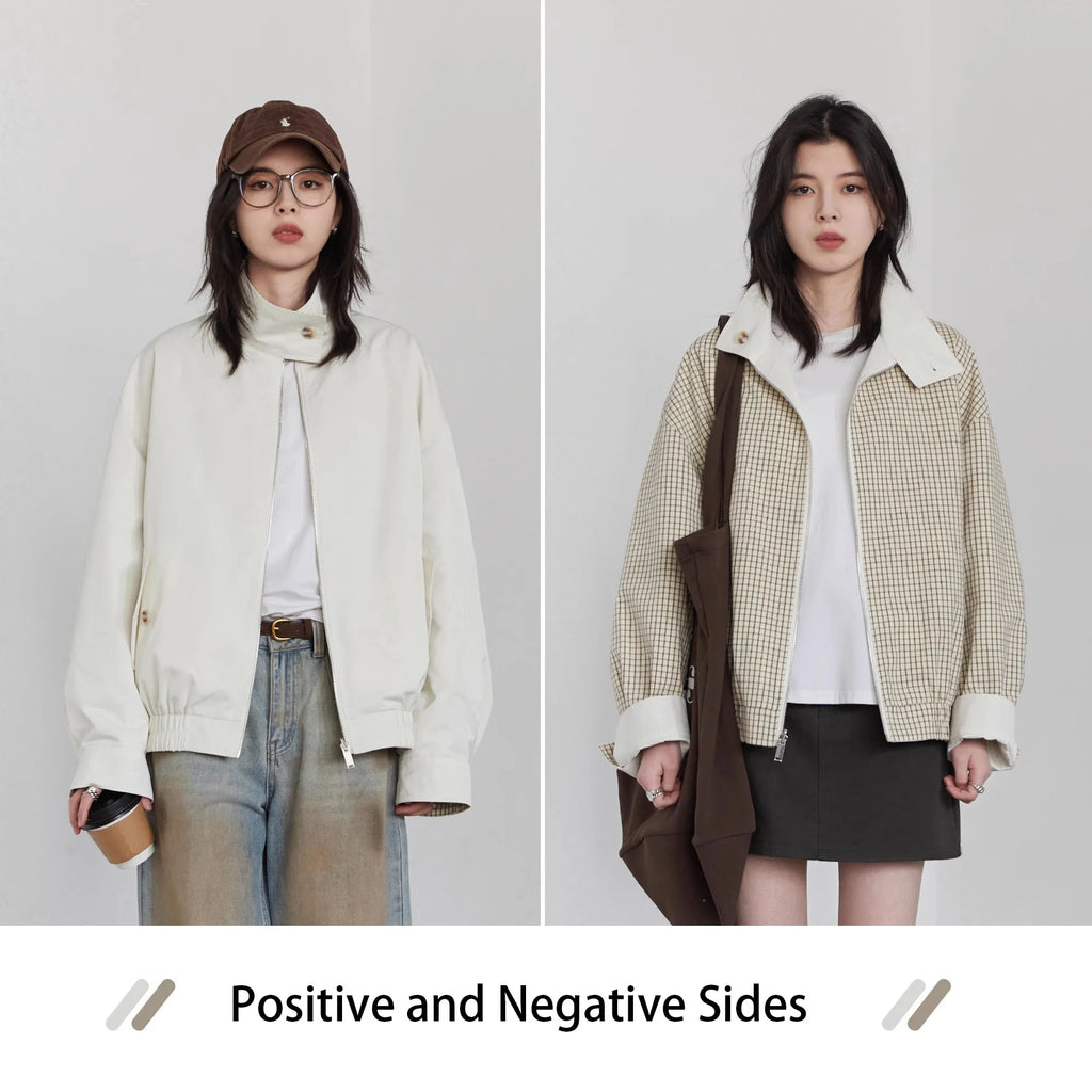 CHIC VEN Women Jackets Casual Reversible Stand Up Collar Workwear Female Coat Spring Autumn 2026 Woman Ourterwear