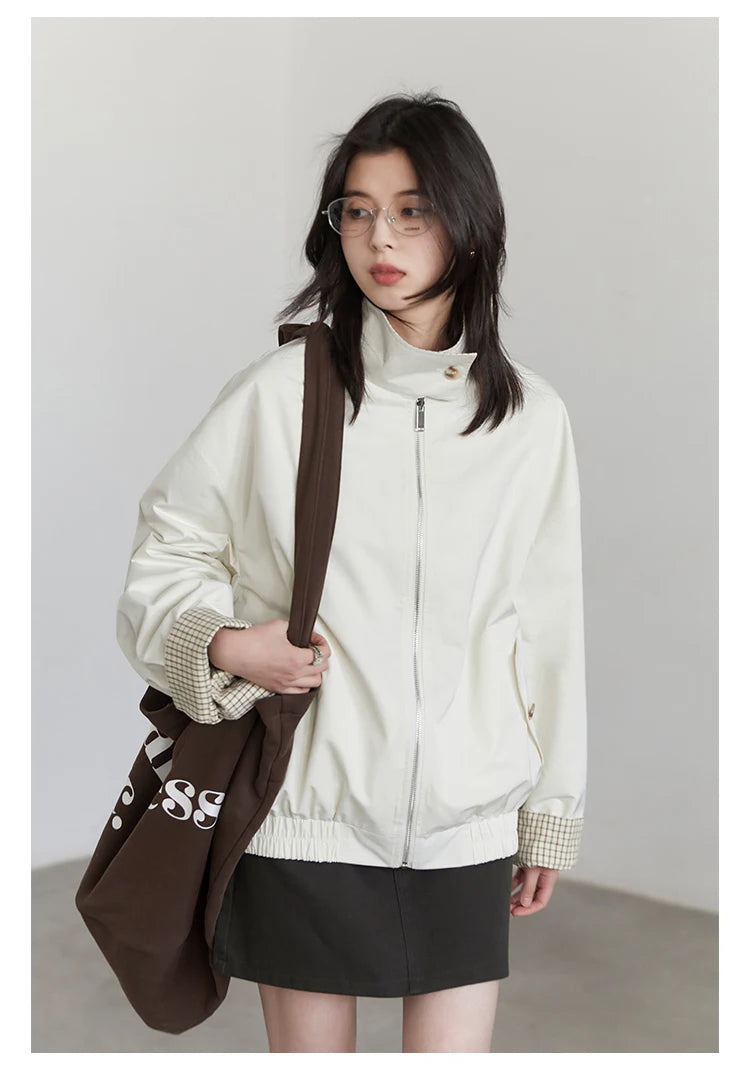 CHIC VEN Women Jackets Casual Reversible Stand Up Collar Workwear Female Coat Spring Autumn 2026 Woman Ourterwear