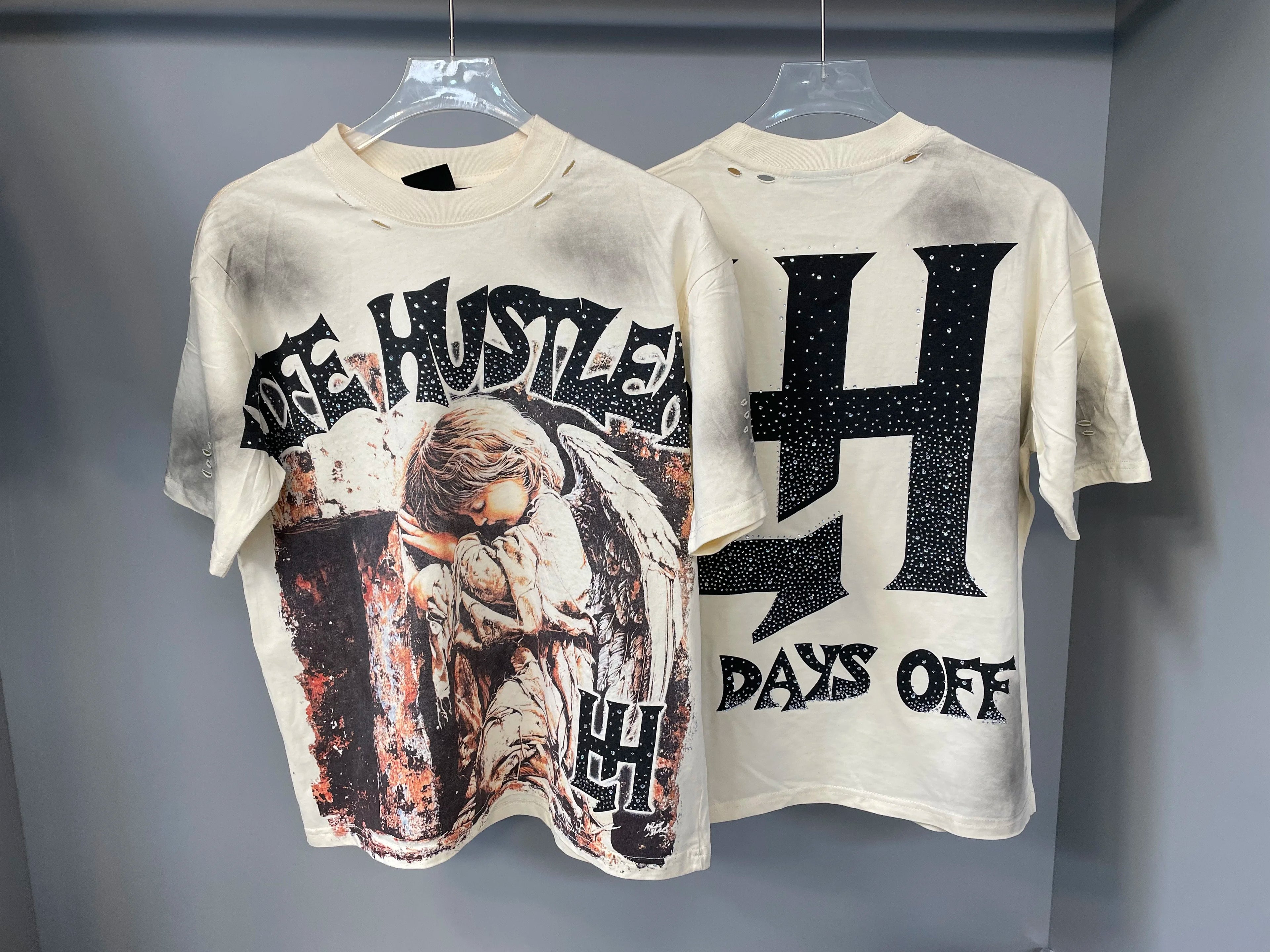 Men Women T-shirt Streetwear 100% Cotton Loose Round Neck Top Tees
