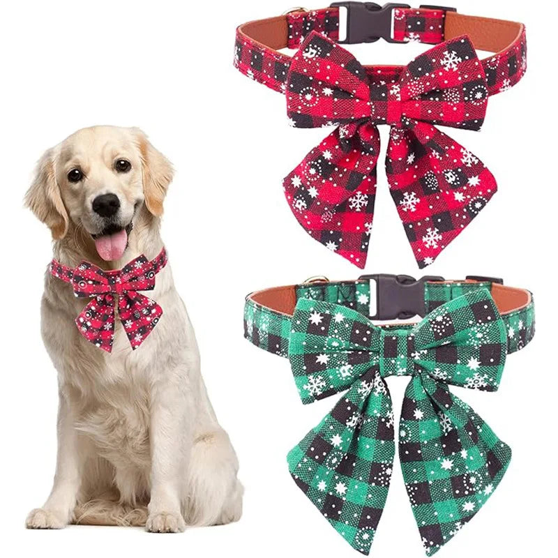 Christmas Tie for Dogs and Cats, Snowflake Collar