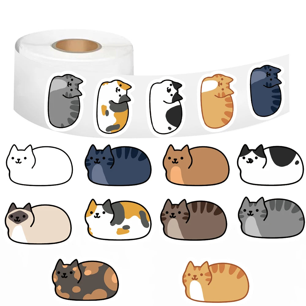 500PCS Kawaii Cartoon Cat Waterproof Sticker