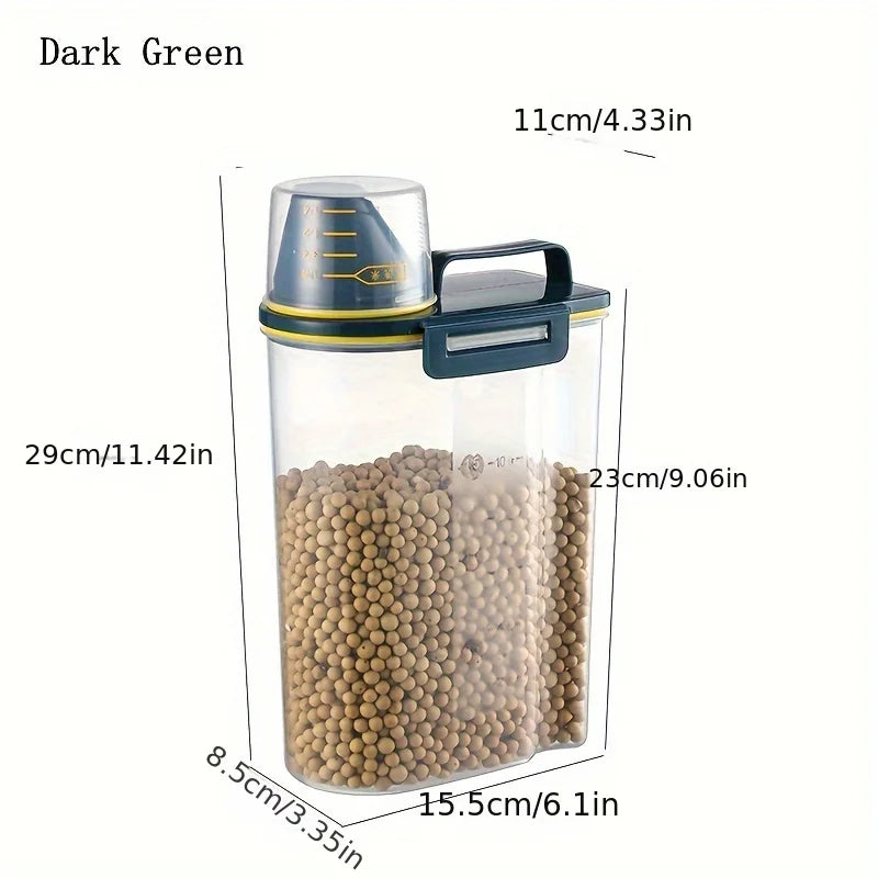 Pet Food Storage Container with Measuring Cup Handle Airtight & Waterproof