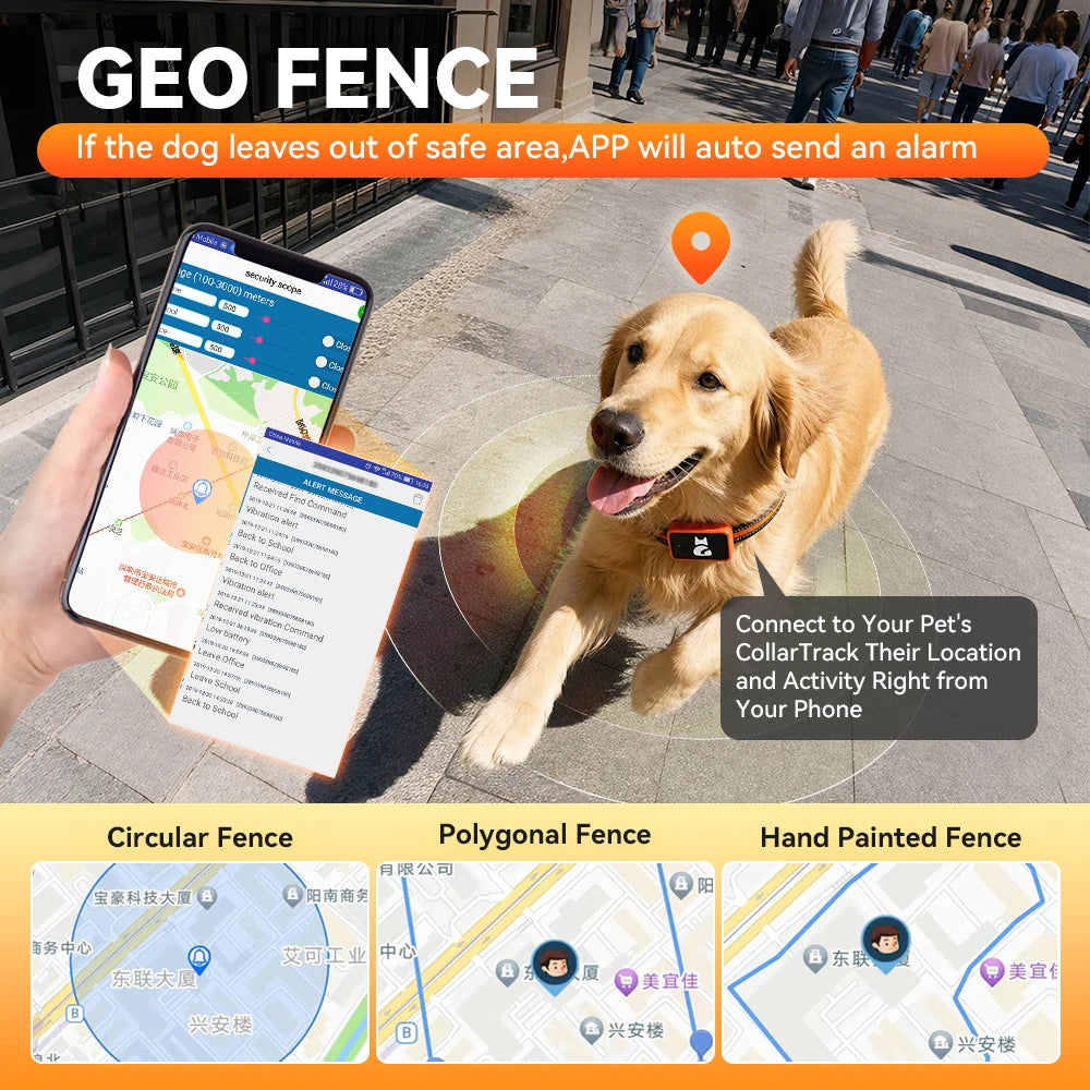 4G Pet GPS Tracker Collar Waterproof Locator with Health Monitor,Geo-Fence,Cold Resistant For iOS Android