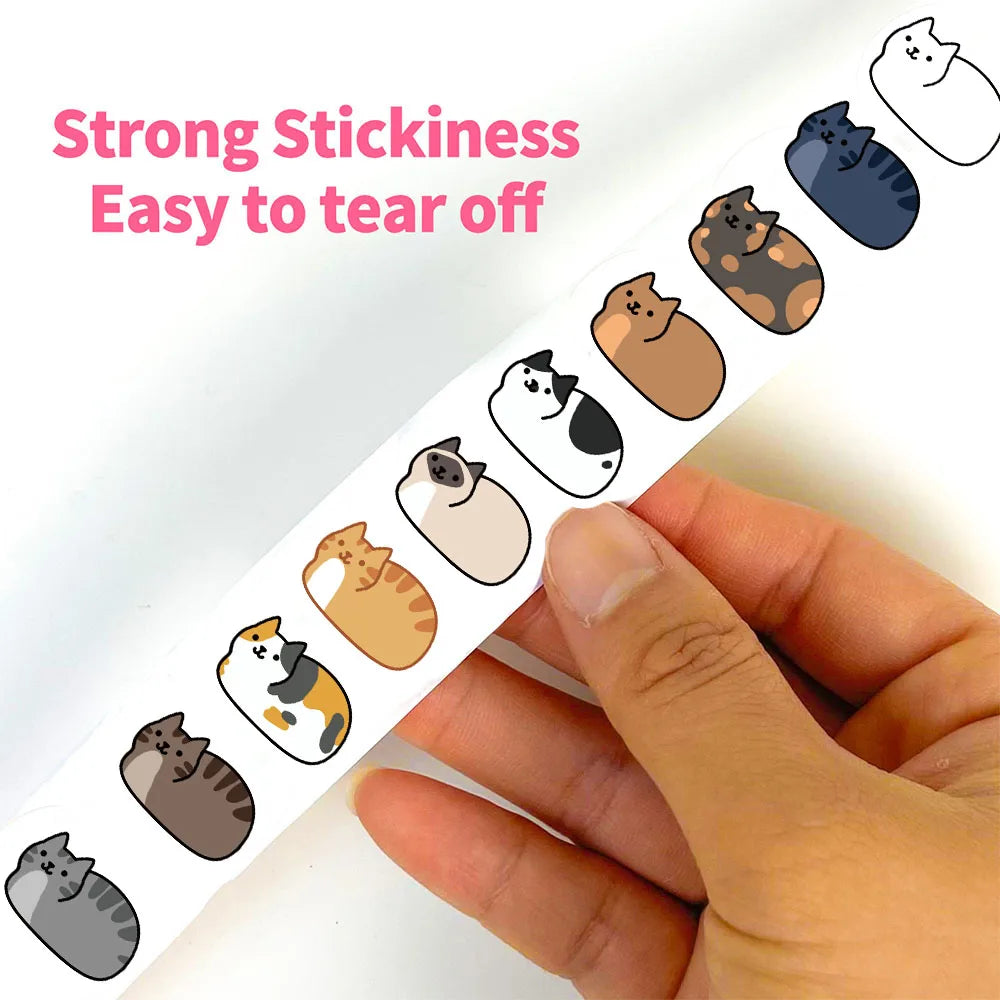 500PCS Kawaii Cartoon Cat Waterproof Sticker