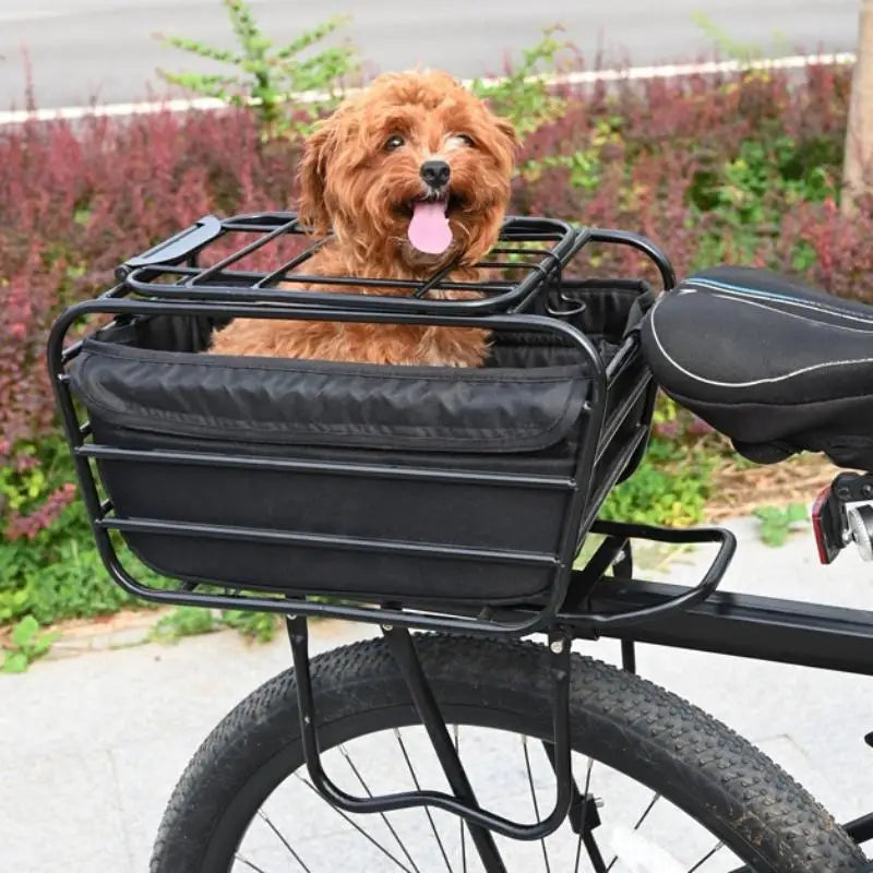 2-in-1 Dog Bike Basket for Rear Rack Portable Pet Carrier Cargo Basket Fits Most Bikes for Small Medium Dogs